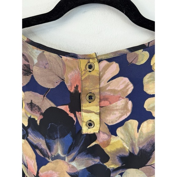 Cable & Gauge Deep Colored Floral Blouse With Unique Ruffled Sleeves Size XL - Picture 5 of 7